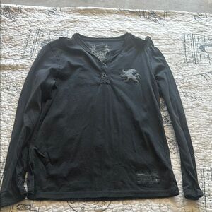 Express Black Long Sleeve Henley Shirt